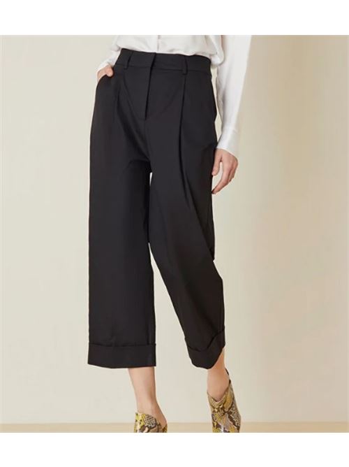 Manila Grace Pantalone cropped Nero MANILA GRACE | P168CU-MA001